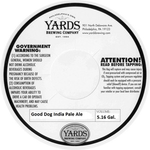 Yards Brewing Company Good Dog India Pale Ale September 2013