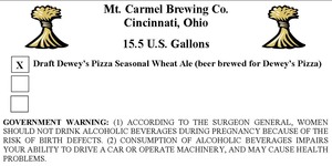 Mt. Carmel Brewing Company Dewey's Pizza Seasonal Wheat Ale September 2013