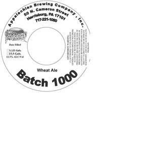 Appalachian Brewing Co Batch 1000 September 2013