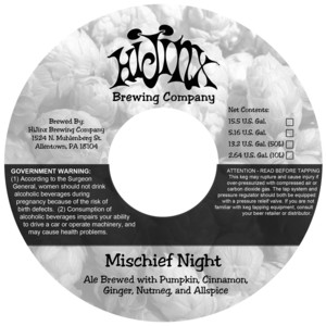 Hijinx Brewing Company Mischief Night
