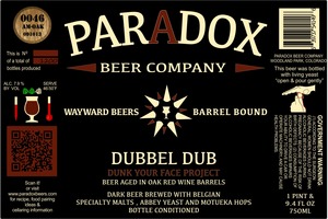 Paradox Beer Company Inc Dubbel Dub September 2013