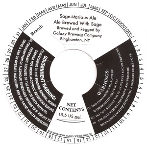 Galaxy Brewing Company Sage-i-tarious Ale September 2013