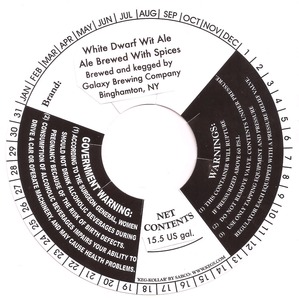 Galaxy Brewing Company White Dwarf Wit Ale September 2013