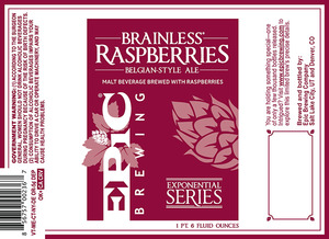 Epic Brewing Company Brainless Raspberries September 2013