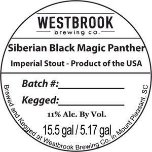 Westbrook Brewing Company Siberian Black Magic Panther September 2013