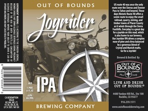 Out Of Bounds Brewing Company Joyrider IPA October 2013