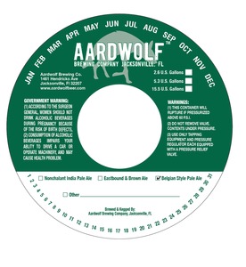 Aardwolf Brewing Company Belgian Style Pale Ale October 2013