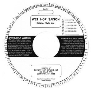 Country Boy Brewing Wet Hop Saison October 2013