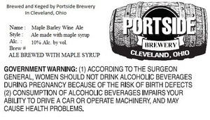 Portside Brewery Maple Barley Wine Ale October 2013