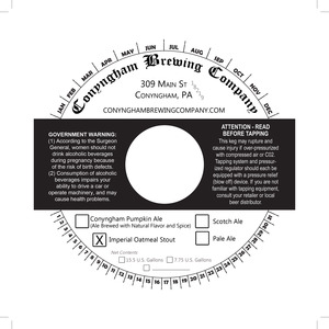 Conyngham Brewing Company Imperial Oatmeal Stout October 2013