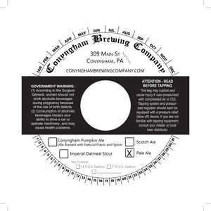 Conyngham Brewing Company Pale Ale October 2013