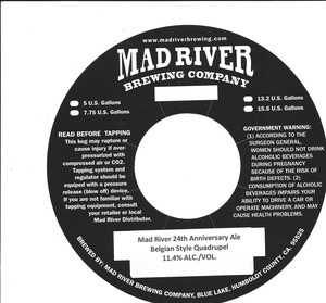 Mad River 24th Anniversary Ale Belgian Style Quadrupel October 2013