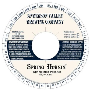 Anderson Valley Brewing Company Spring Hornin' Spring India Pale Ale October 2013