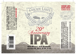 Cascade Lakes Brewing Company 20th Anniversary IPA October 2013