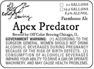 Off Color Brewing Apex Predator October 2013