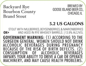 Goose Island Beer Co. Backyard Rye Bourbon County Brand October 2013