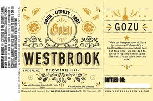 Westbrook Brewing Company Gozu November 2013