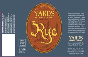 Yards Brewing Company Rye November 2013