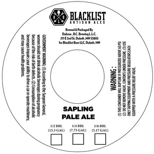 Blacklist Sapling Pale Ale November 2013