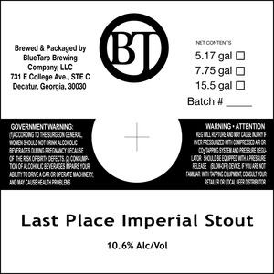 Bluetarp Brewing Co. Last Place Imperial Stout