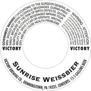 Victory Sunrise Weissbier November 2013