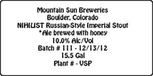 Mountain Sun Breweries Nihilist Russian-style Imperial Stout