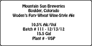 Mountain Sun Breweries Woden's Fury Wheat Wine-style Ale November 2013