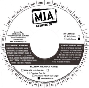 Mia Brewing Co Domino Pilsner