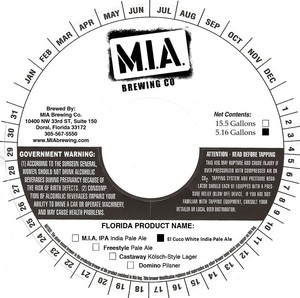 Mia Brewing Co El Cuco White India Pale Ale November 2013