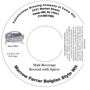 Appalachian Brewing Co Marrow Farrar Belgian Style Wit