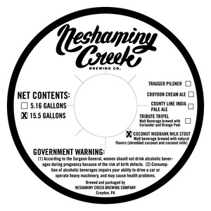 Neshaminy Creek Brewing Company Coconut Mudbank Milk Stout December 2013