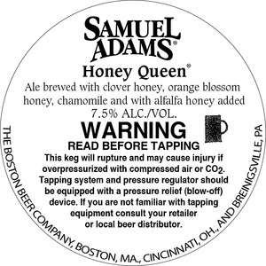Samuel Adams Honey Queen December 2013