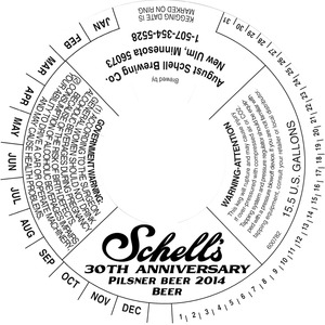 Schell's 30th Anniversary Pilsner Beer 2014 December 2013