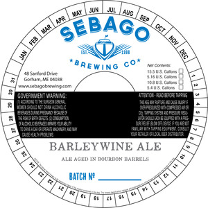 Sebago Brewing Company Barleywine Ale December 2013