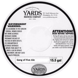 Yards Brewing Company Gang Of Five Ale December 2013