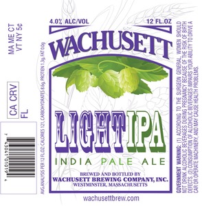 Wachusett Brewing Company Wachusett Light IPA December 2013