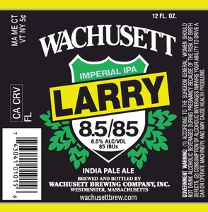 Wachusett Brewing Company Wachusett Larry Imperial IPA December 2013