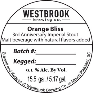 Westbrook Brewing Company Orange Bliss December 2013