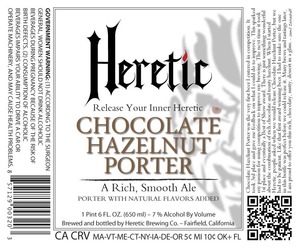 Heretic Brewing Company Chocolate Hazelnut Porter December 2013