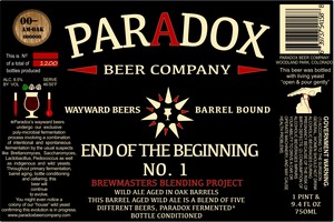 Paradox Beer Company Inc End Of The Begnning No1 December 2013