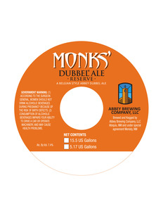 Abbey Brewing Company Monks' Dubbel Reserve December 2013