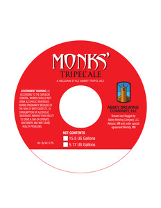 Abbey Brewing Company Monks' Tripel December 2013