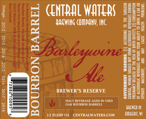 Central Waters Brewing Company Bourbon Barrel Barleywine December 2013