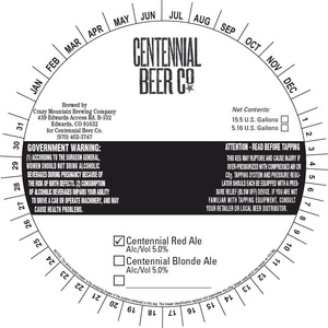 Crazy Mountain Brewing Company Centennial Red December 2013