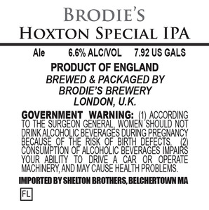 Brodie's Brewery Hoxton Special IPA December 2013