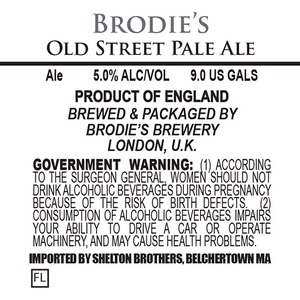 Brodie's Brewery Old Street Pale Ale December 2013