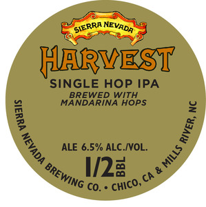 Sierra Nevada Harvest Single Hop IPA-mandarina December 2013