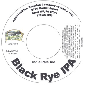 Appalachian Brewing Co Black Rye IPA January 2014