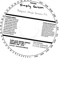 Blank Slate Brewing Company Simply Saison