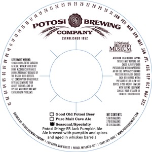 Potosi Stingy-er Jack Pumpkin Ale January 2014